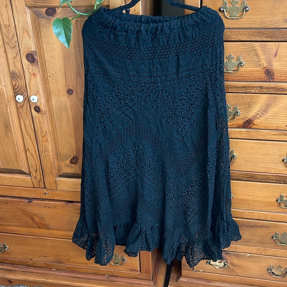 🌸Solitaire - black lace maxi skirt with an elastic waistband